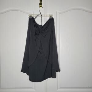 George XL Beach coverup black split front halter top removable strap lightweight